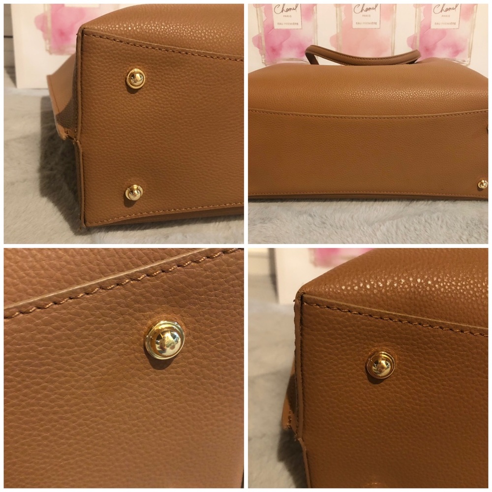 Quince Italian Leather Triple Compartment Tote Cognac Like New Fits 13” Laptop - Picture 11 of 15